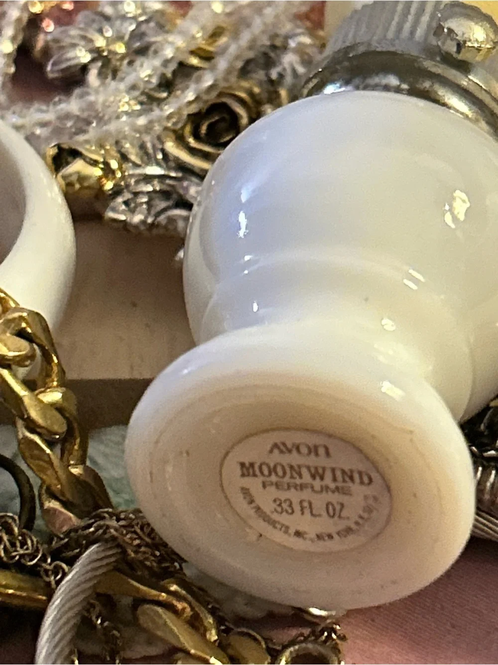 Vintage Avon White Milk Glass Floral Miniature Lamp Accent 1970s mini novelty